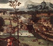 PATENIER, Joachim Landscape with the Rest on the Flight (detail) a oil painting on canvas